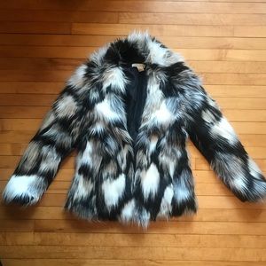 H&M Multicolored Faux Shag Fur Coat